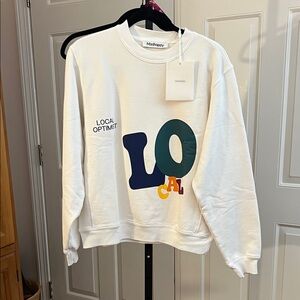 Madhappy local optimist White Sweatshirt with Colorful Logo NWT xs oversized